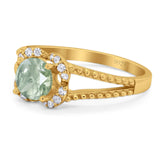 Art Deco Round Natural Stone Floral Ring