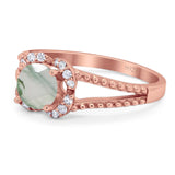 Art Deco Round Natural Stone Floral Ring