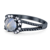 Art Deco Round Natural Stone Floral Ring