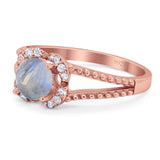 Art Deco Round Natural Stone Floral Ring