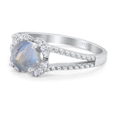 Art Deco Round Natural Stone Floral Ring