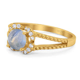 Art Deco Round Natural Stone Floral Ring