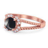 Art Deco Round Natural Stone Floral Ring