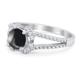 Art Deco Round Natural Stone Floral Ring