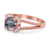 Art Deco Round Natural Stone Floral Ring