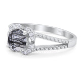 Art Deco Round Natural Stone Floral Ring