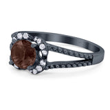 Art Deco Round Natural Stone Floral Ring