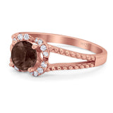 Art Deco Round Natural Stone Floral Ring