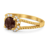 Art Deco Round Natural Stone Floral Ring