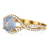 Round Natural Stone Twisted Ring