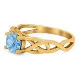 Vintage Style Round Natural Stone Trinity Ring