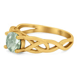 Vintage Style Round Natural Stone Trinity Ring