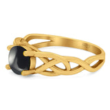 Vintage Style Round Natural Stone Trinity Ring