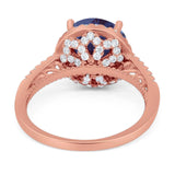 Art Deco Round Natural Stone Halo Ring