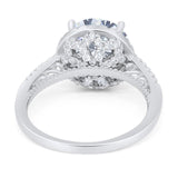 Art Deco Round Natural Stone Halo Ring