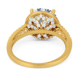 Art Deco Round Natural Stone Halo Ring