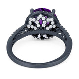 Art Deco Round Natural Stone Halo Ring