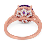 Art Deco Round Natural Stone Halo Ring