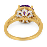 Art Deco Round Natural Stone Halo Ring