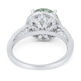 Art Deco Round Natural Stone Halo Ring