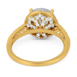 Art Deco Round Natural Stone Halo Ring