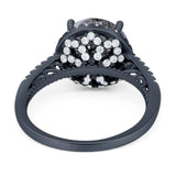 Art Deco Round Natural Stone Halo Ring