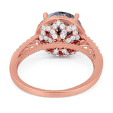 Art Deco Round Natural Stone Halo Ring