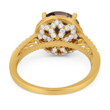 Art Deco Round Natural Stone Halo Ring