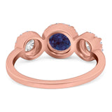 Three Stone Round Natural Stone Ring