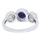 Three Stone Round Natural Stone Ring