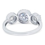 Three Stone Round Natural Stone Ring