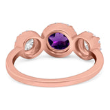 Three Stone Round Natural Stone Ring