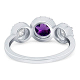 Three Stone Round Natural Stone Ring