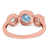 Three Stone Round Natural Stone Ring