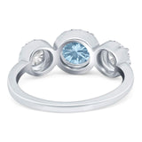 Three Stone Round Natural Stone Ring