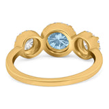 Three Stone Round Natural Stone Ring