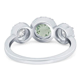 Three Stone Round Natural Stone Ring