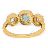 Three Stone Round Natural Stone Ring