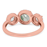 Three Stone Round Natural Stone Ring