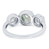 Three Stone Round Natural Stone Ring