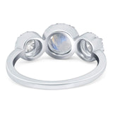 Three Stone Round Natural Stone Ring