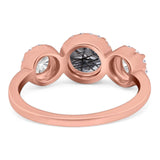 Three Stone Round Natural Stone Ring