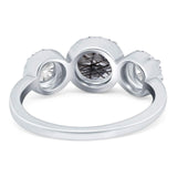 Three Stone Round Natural Stone Ring