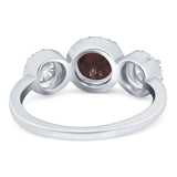 Three Stone Round Natural Stone Ring