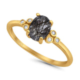 Oval Natural Stone Engagement Ring