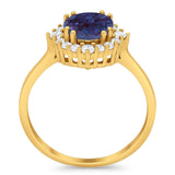 Art Deco Round Natural Stone Halo Ring