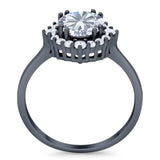 Art Deco Round Natural Stone Halo Ring