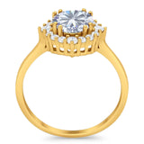 Art Deco Round Natural Stone Halo Ring