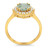 Art Deco Round Natural Stone Halo Ring