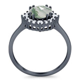 Art Deco Round Natural Stone Halo Ring